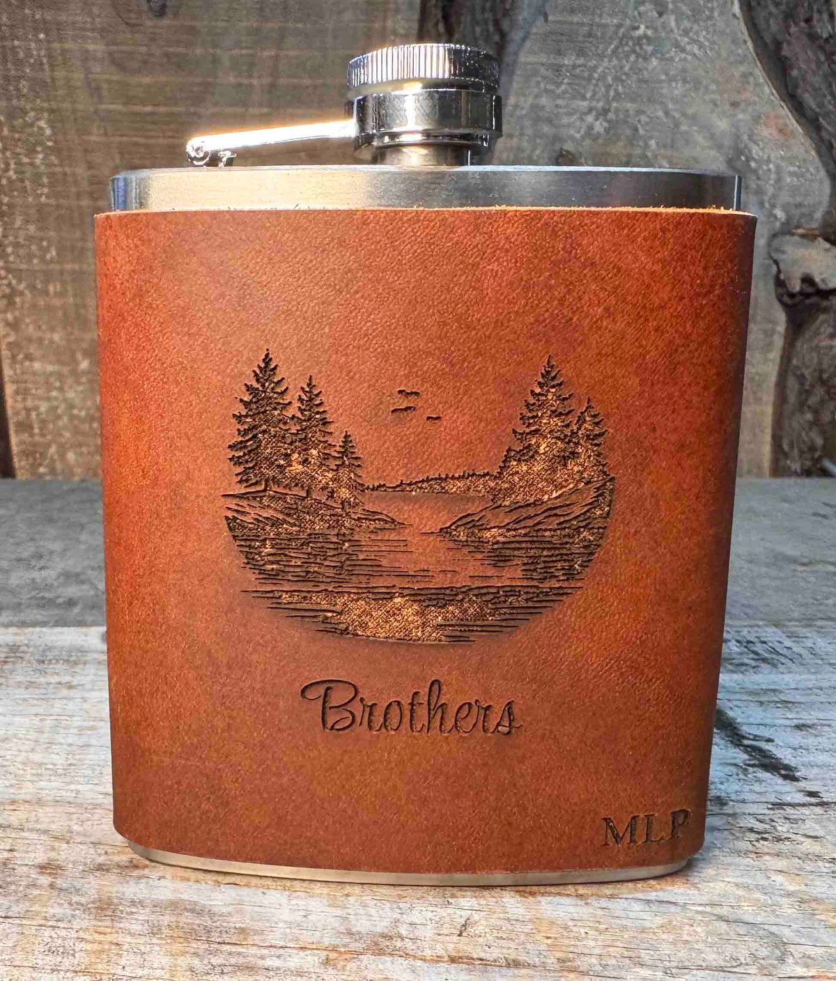 Cowboy Leather Engraved Flasks - Custom Design Memories Made Custom