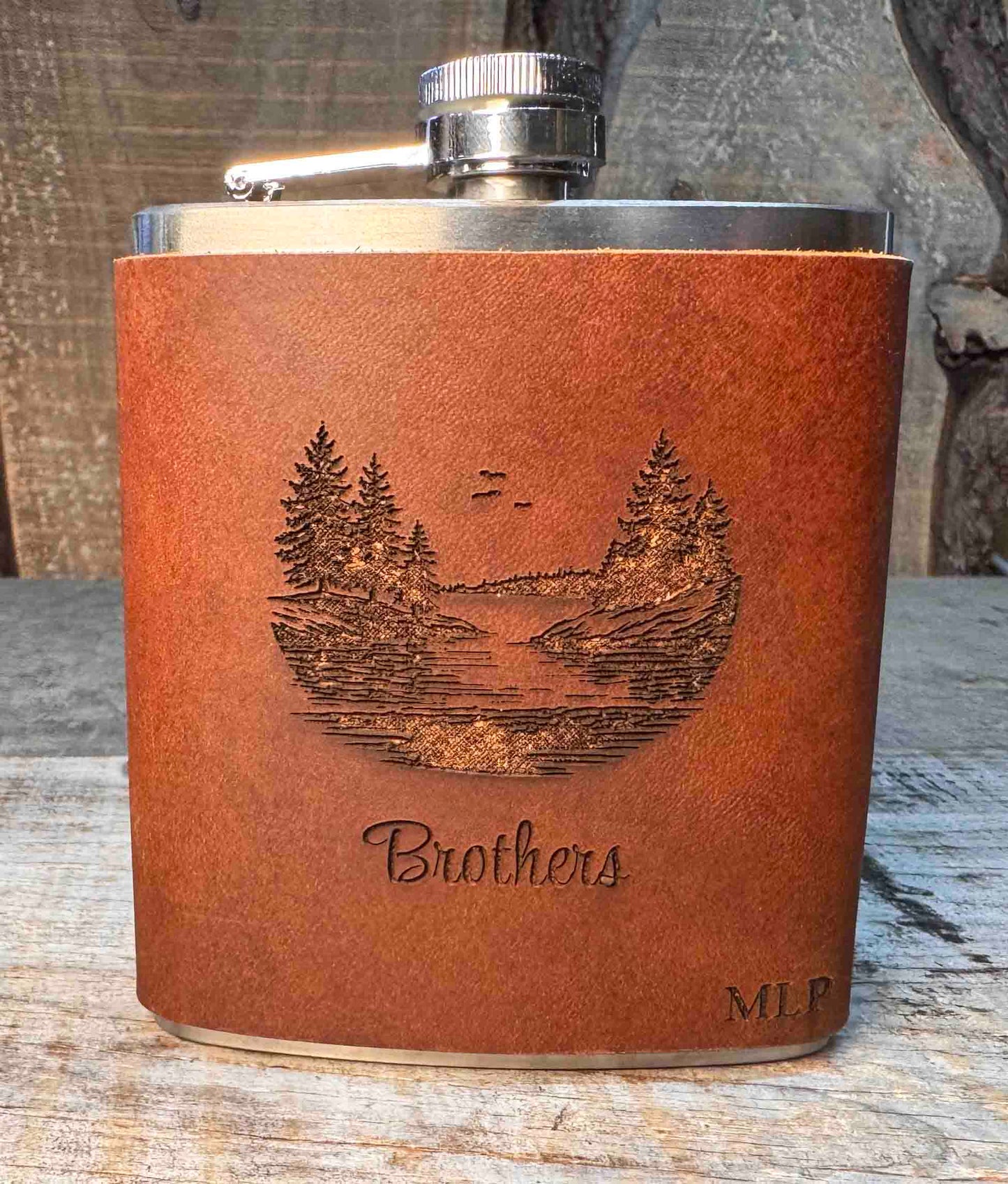Cowboy Leather Engraved Flasks - Custom Design Memories Made Custom
