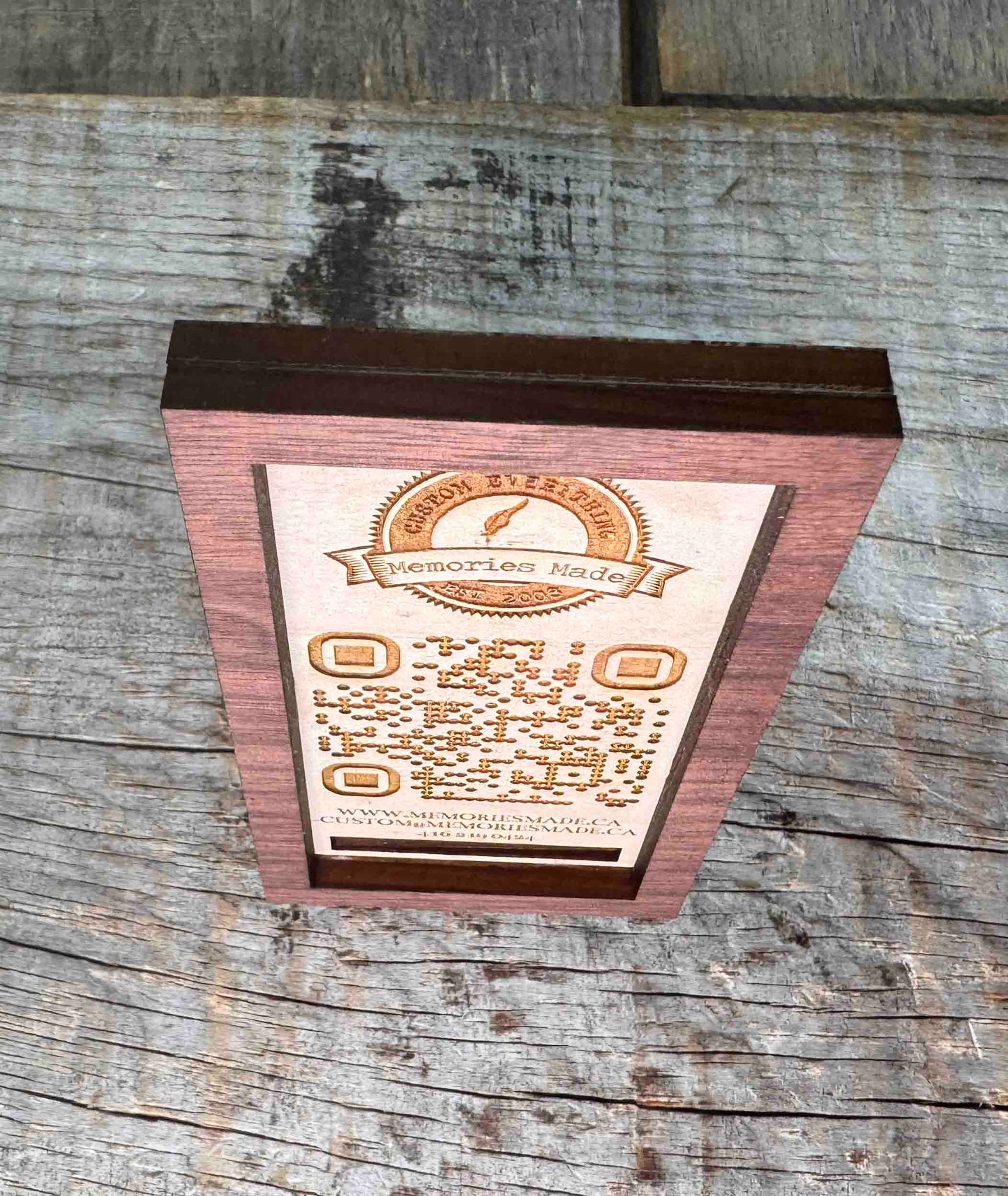 Personalized Wood QR Code Display | Handcrafted Laser Engraved Business Sign - Memories Made Custom