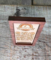 Personalized Wood QR Code Display | Handcrafted Laser Engraved Business Sign - Memories Made Custom