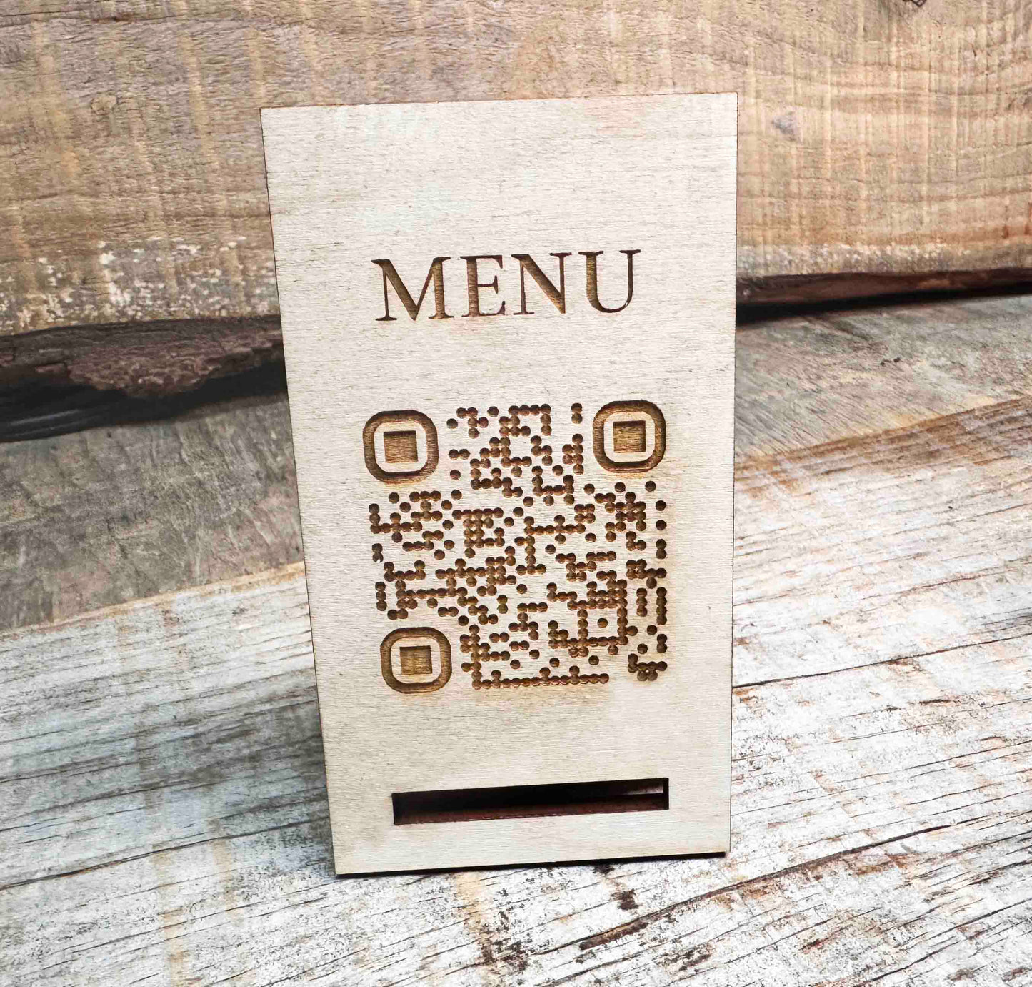 Personalized Wood QR Code Display | Handcrafted Laser Engraved Business Sign - Memories Made Custom