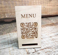 Personalized Wood QR Code Display | Handcrafted Laser Engraved Business Sign - Memories Made Custom