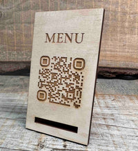 Personalized Wood QR Code Display | Handcrafted Laser Engraved Business Sign - Memories Made Custom