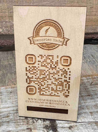 Personalized Wood QR Code Display | Handcrafted Laser Engraved Business Sign - Memories Made Custom