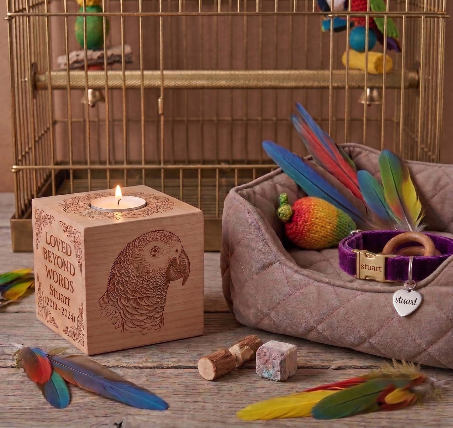 Rainbow Bridge Pet Memorial Block: Custom Engraved Canadian Maple