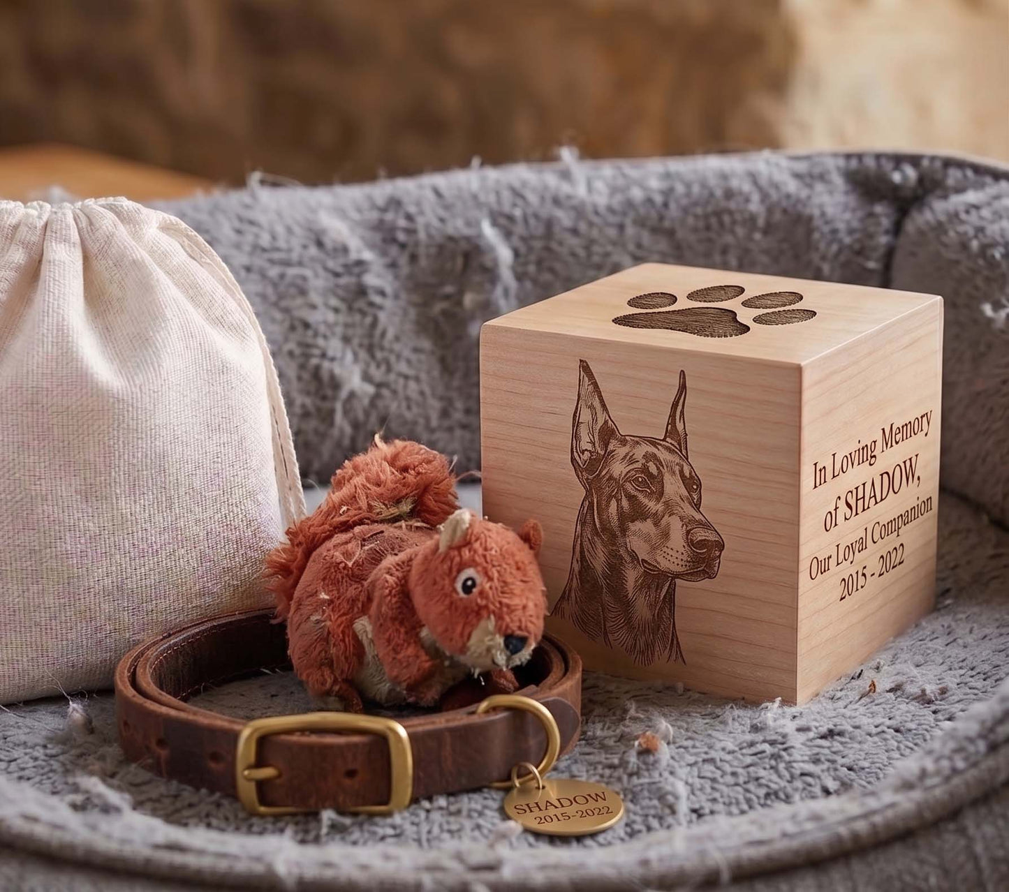 Rainbow Bridge Pet Memorial Block: Custom Engraved Canadian Maple