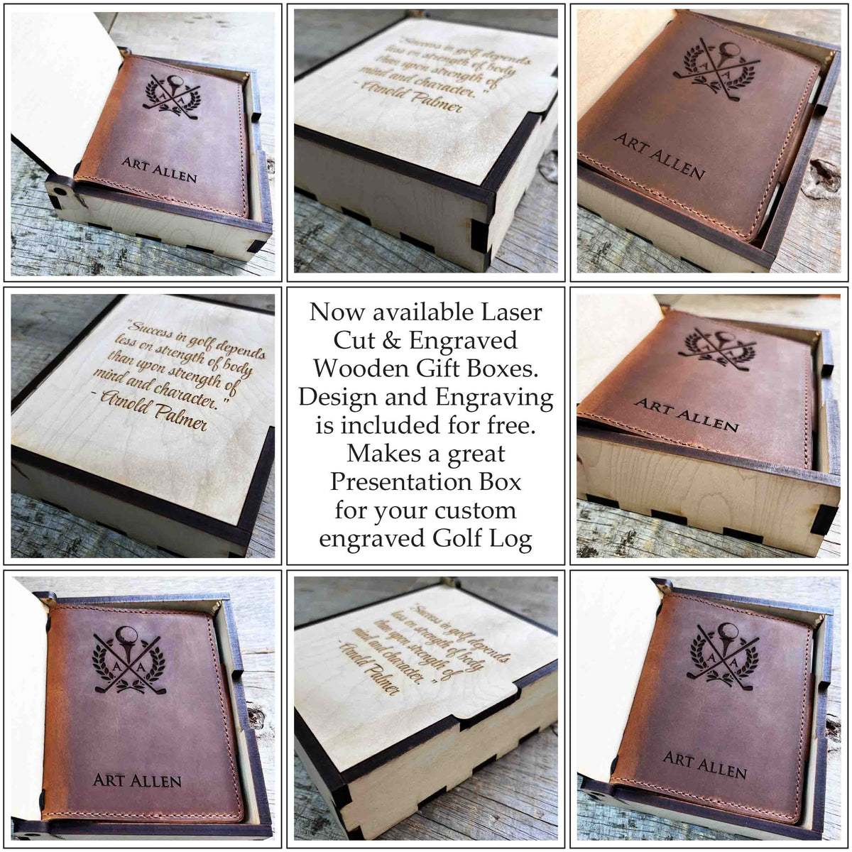 Refillable Golf Log Premium Leather Engraved Memories Made Custom