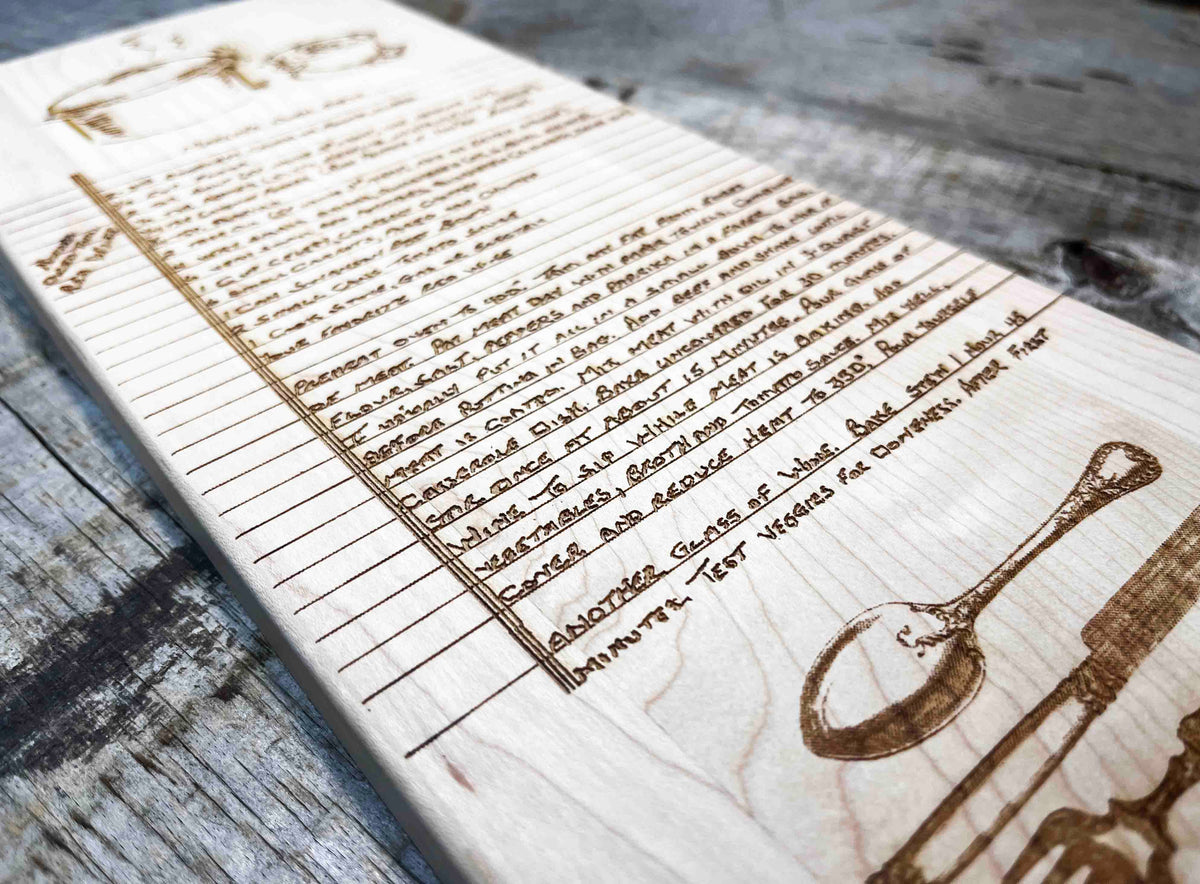 Family Recipe Engraved Serving Board Memories Made Custom