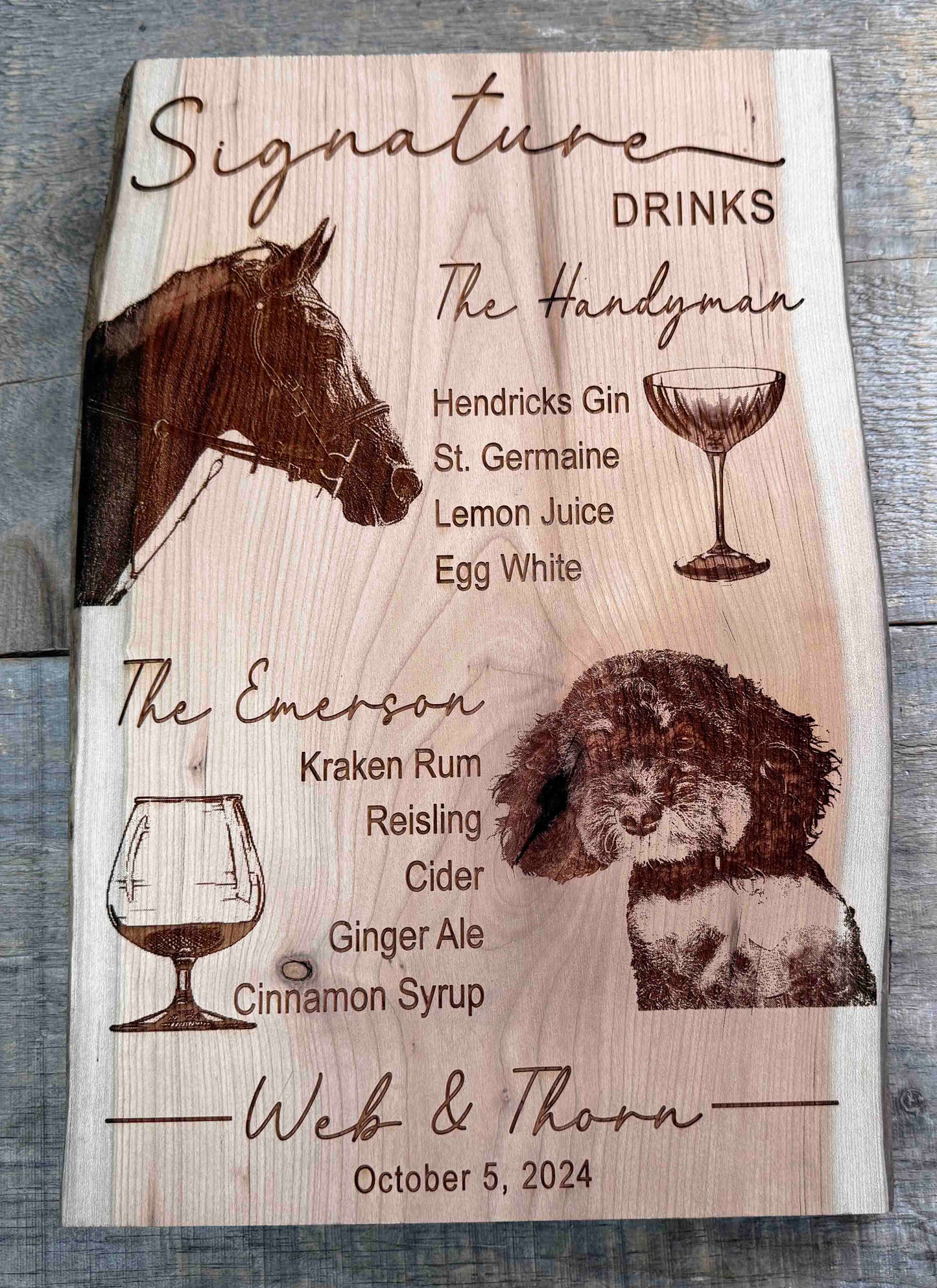 Wedding Invitation Engraved Cherry Wood Custom Signs Memories Made Custom