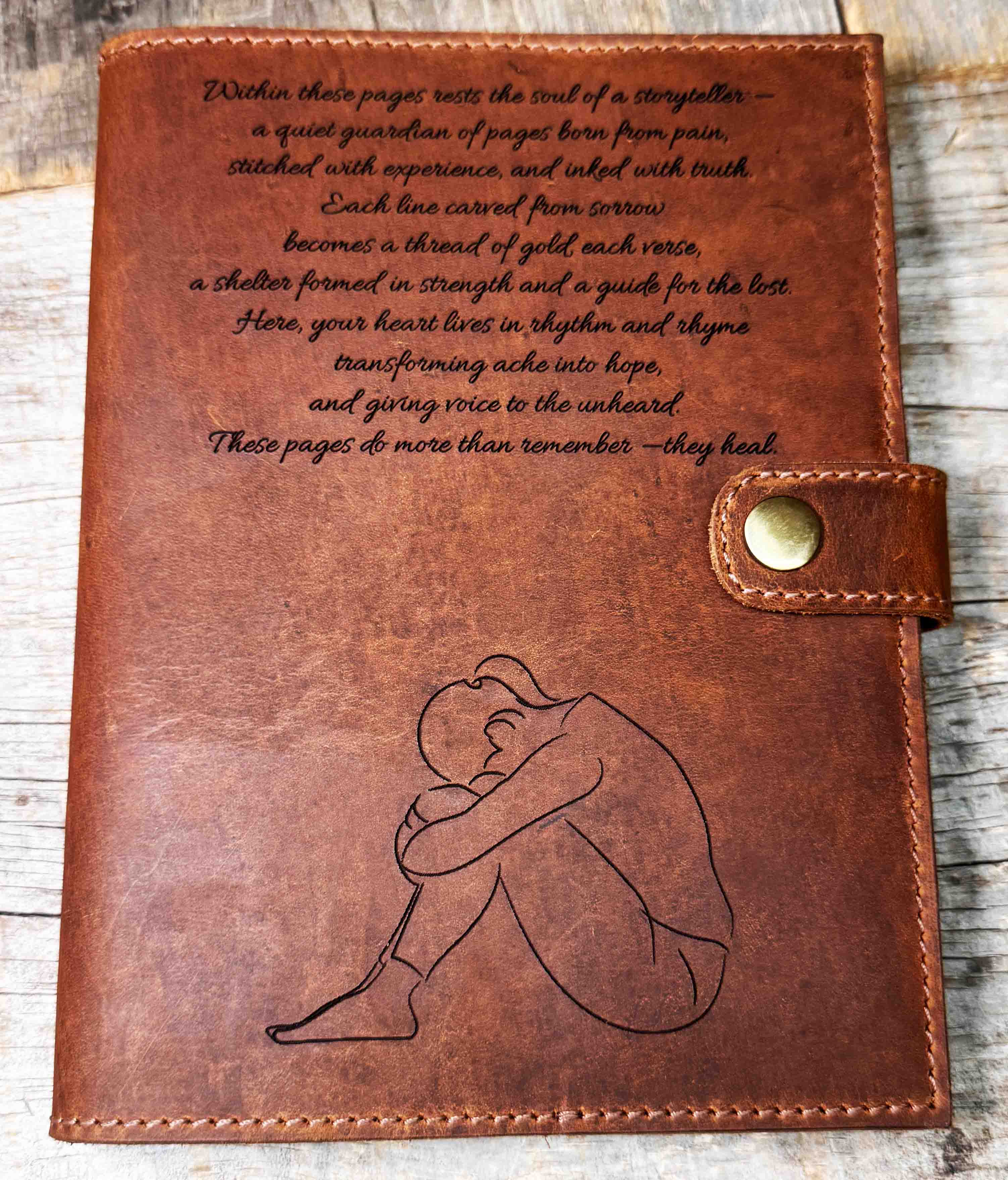 Refillable Journal Snap Closure / Premium Leather / Custom Engraved Memories Made Custom