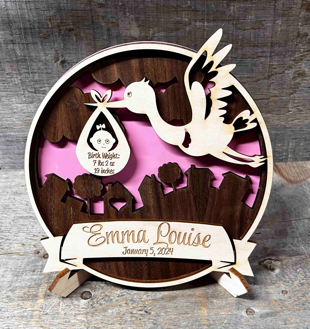 Baby Birth Stork Announcement Custom Sign Memories Made Custom