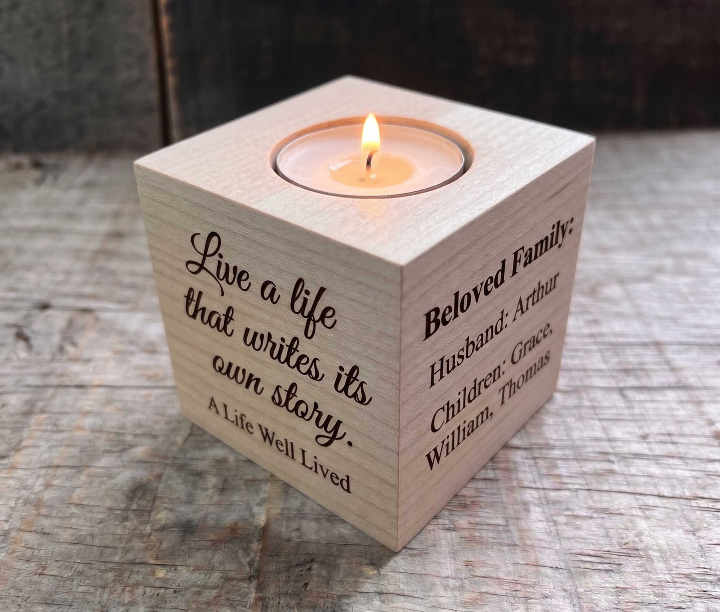 Celebration of Life: Custom Engraved Canadian Maple Memorial Block Gift Set