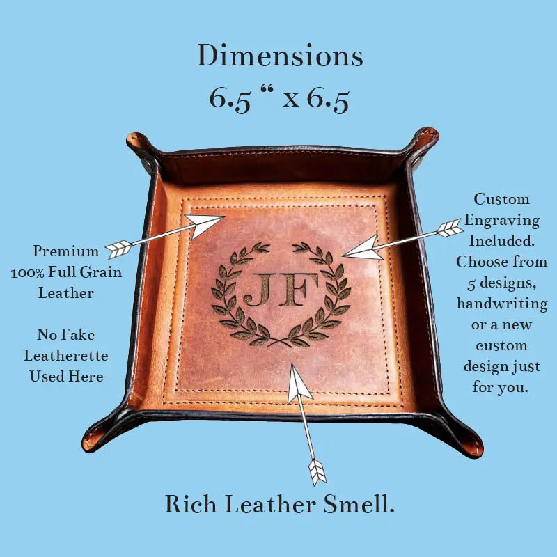 Leather Valet Catch All Tray & Desk Organizer Memories Made Custom