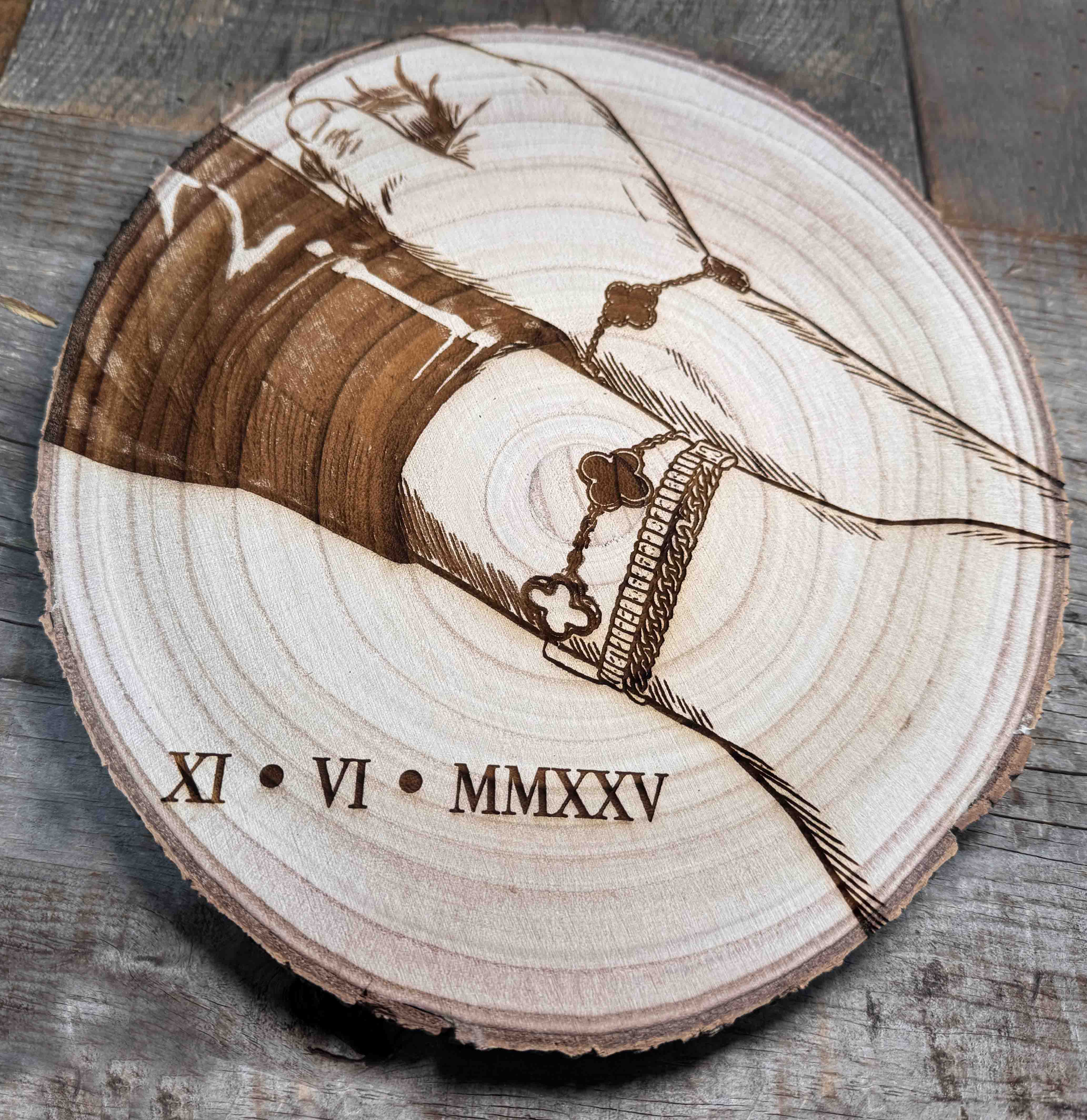 Custom Engraved Tree Slice Plaque – Personalized Rustic Wood Sign