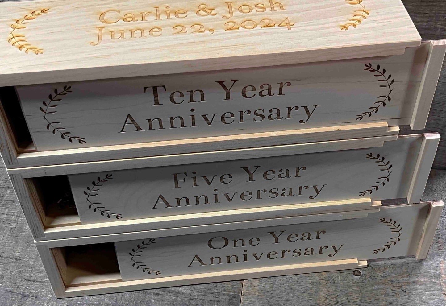 Engraved Triple Wine Boxes