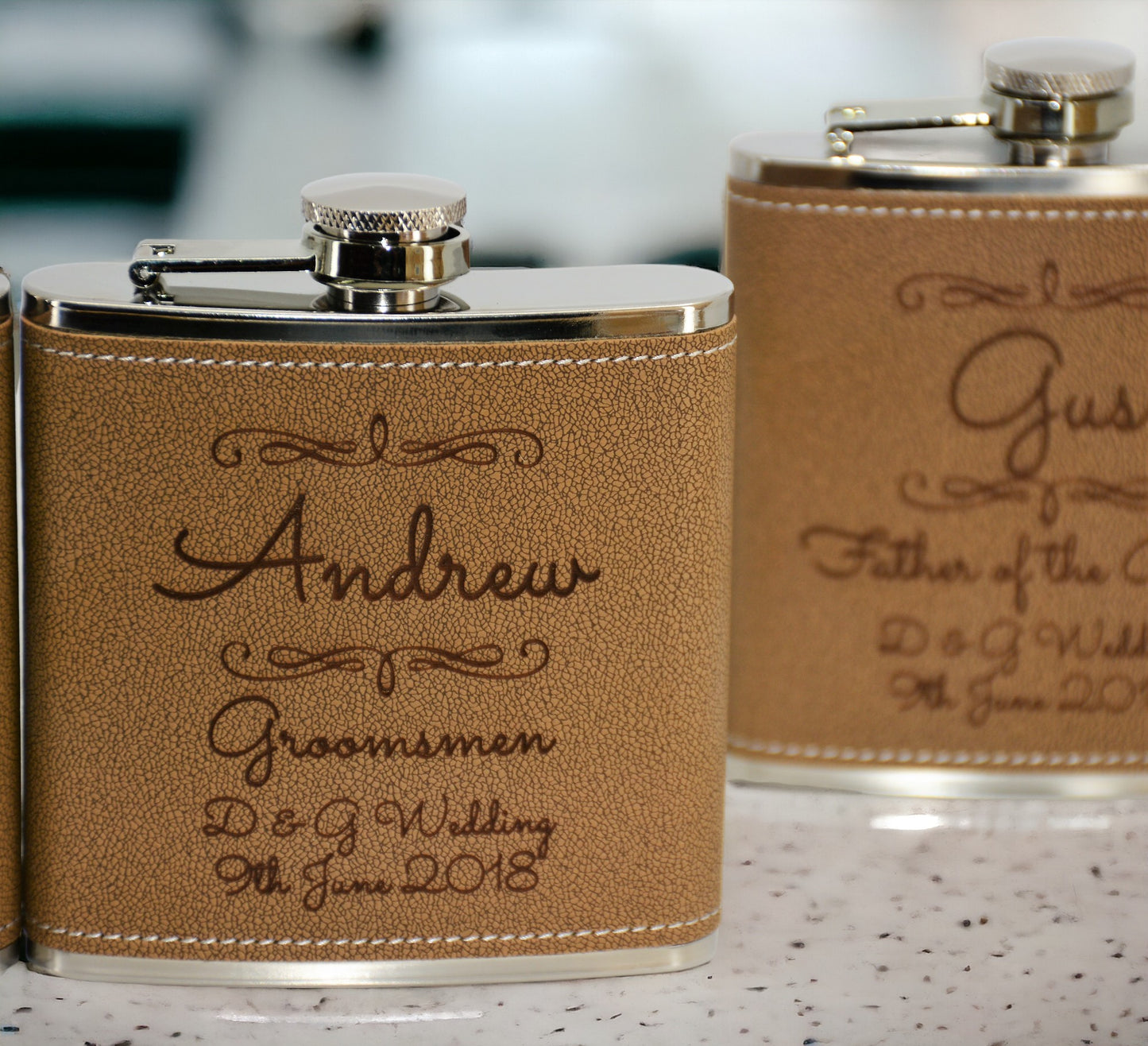 Vegan  Leather Flasks - Design 1