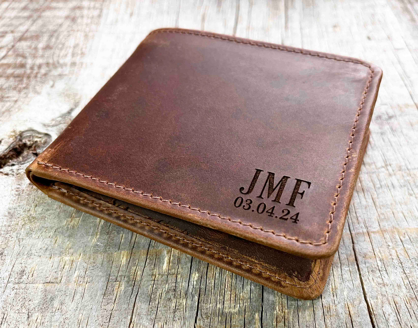 Wallet Bi-Fold Premium Leather Engraved With Inner Slots for Cards