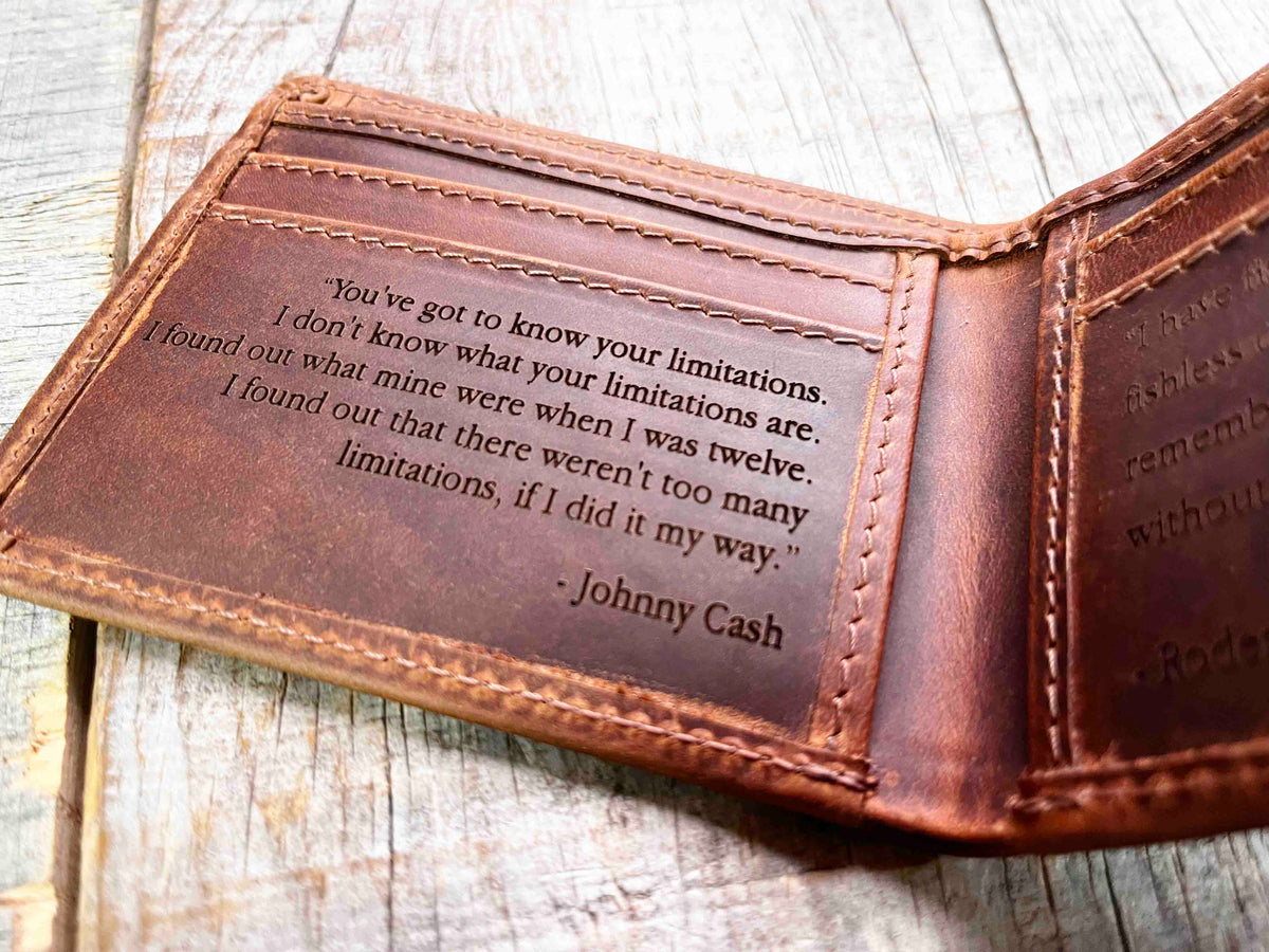 Wallet Bi-Fold Premium Leather Engraved With Inner Slots for Cards Memories Made Custom