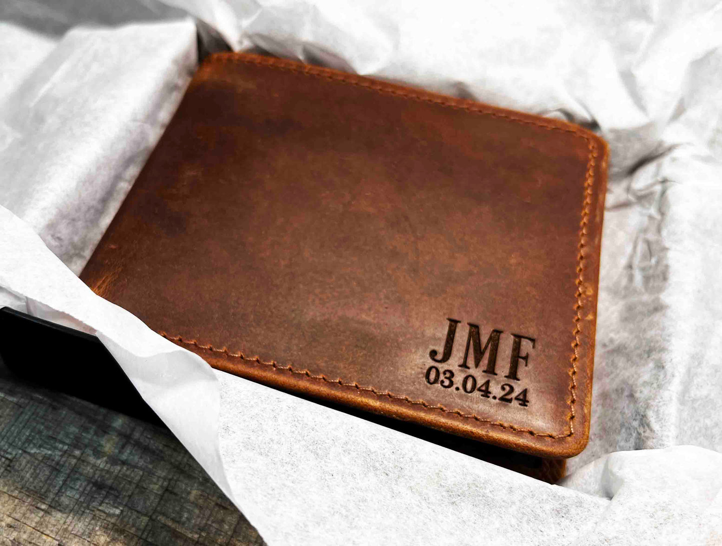 Wallet Bi-Fold Premium Leather Engraved With Inner Slots for Cards