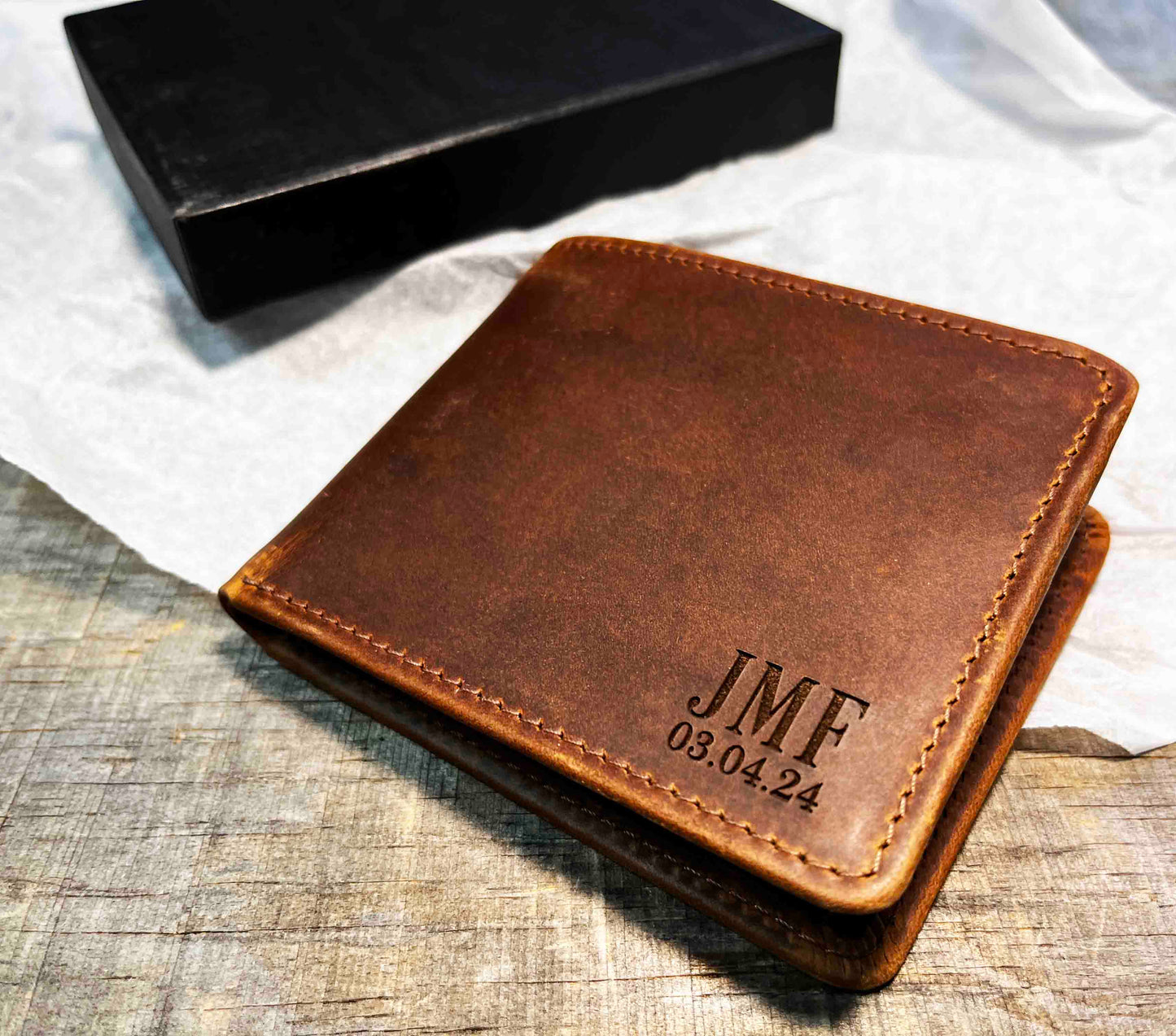 Wallet Bi-Fold Premium Leather Engraved With Inner Slots for Cards