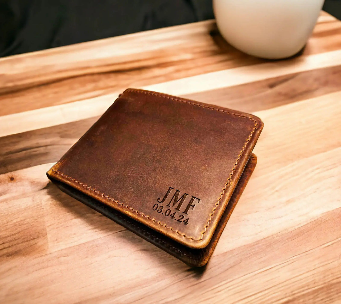 Wallet Bi-Fold Premium Leather Engraved With Inner Slots for Cards