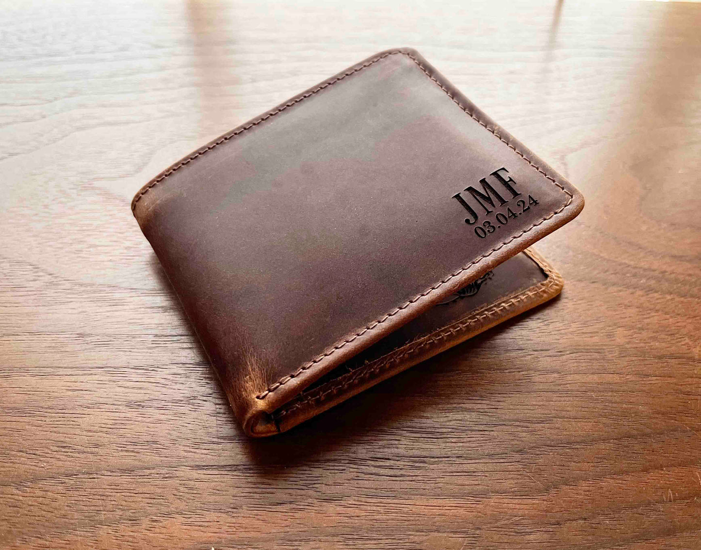 Wallet Bi-Fold Premium Leather Engraved With Inner Slots for Cards