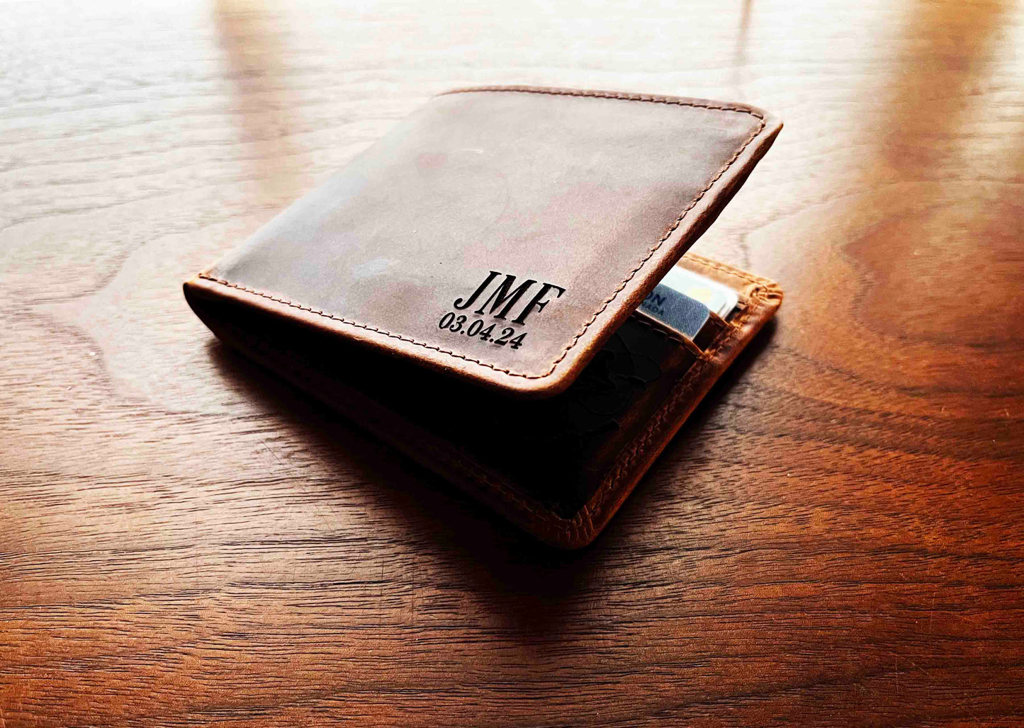 Wallet Bi-Fold Premium Leather Engraved With Inner Slots for Cards