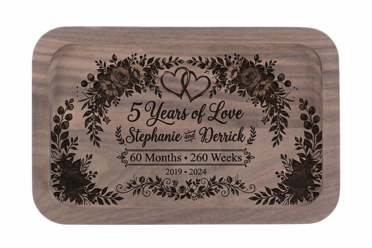 Custom Wooden Catch-All Tray | 5th Anniversary Wood Gift