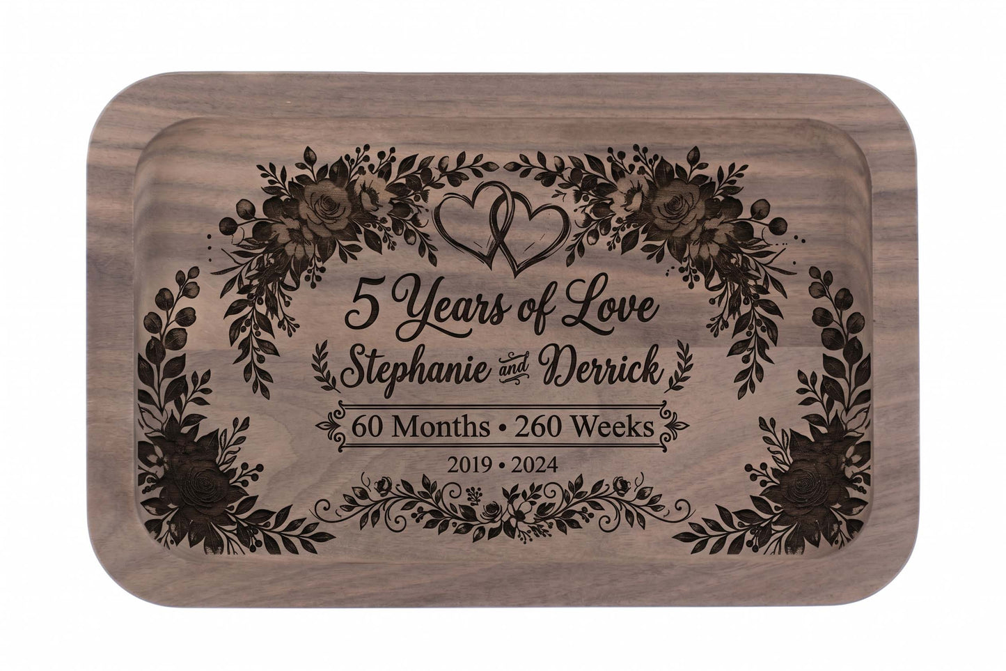 Custom Wooden Catch-All Tray | 5th Anniversary Wood Gift