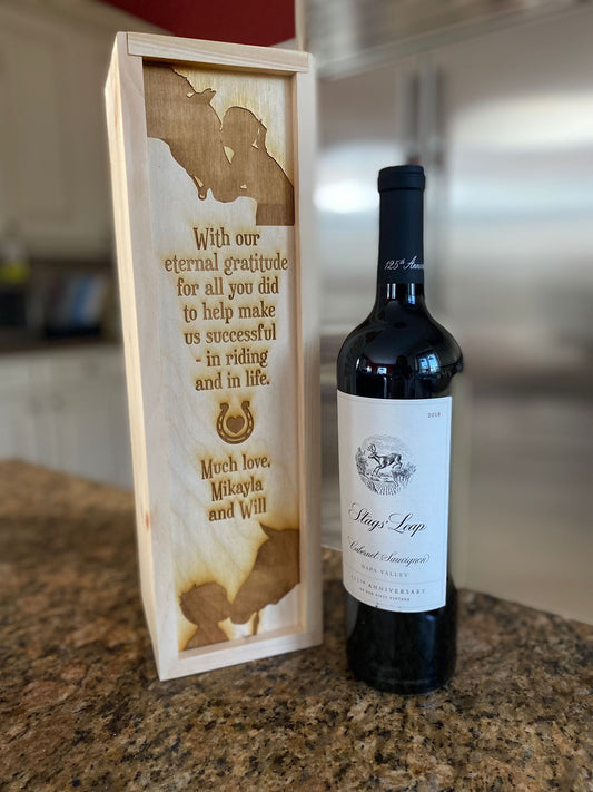 Custom Design Engraved Pine Wine Boxes