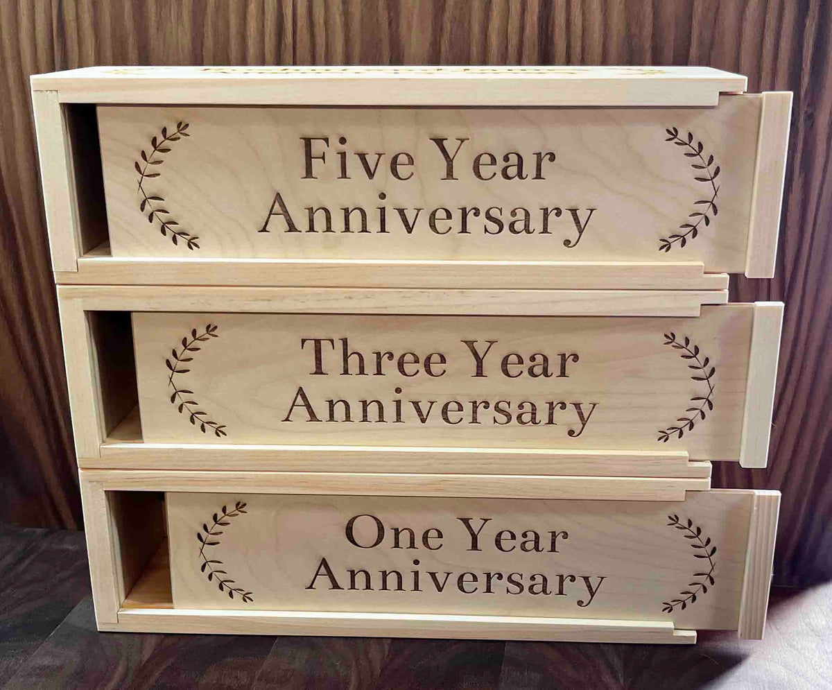 Engraved Triple Wine Boxes Memories Made Custom