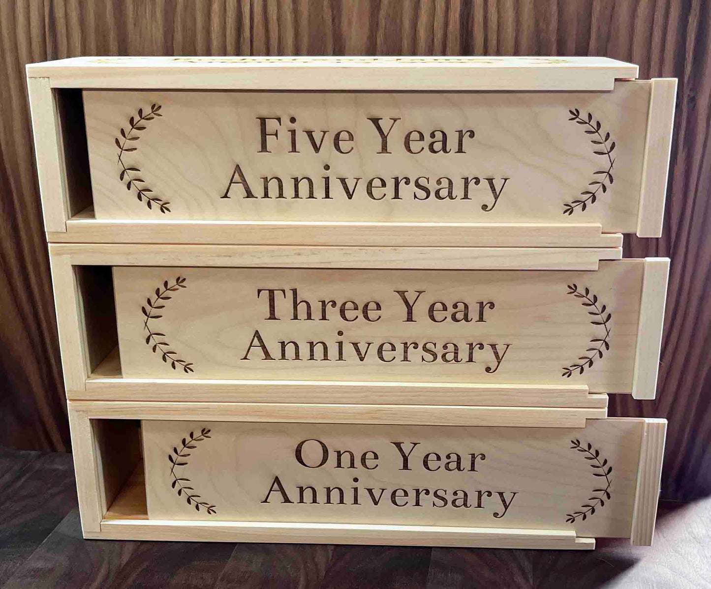 Engraved Triple Wine Boxes