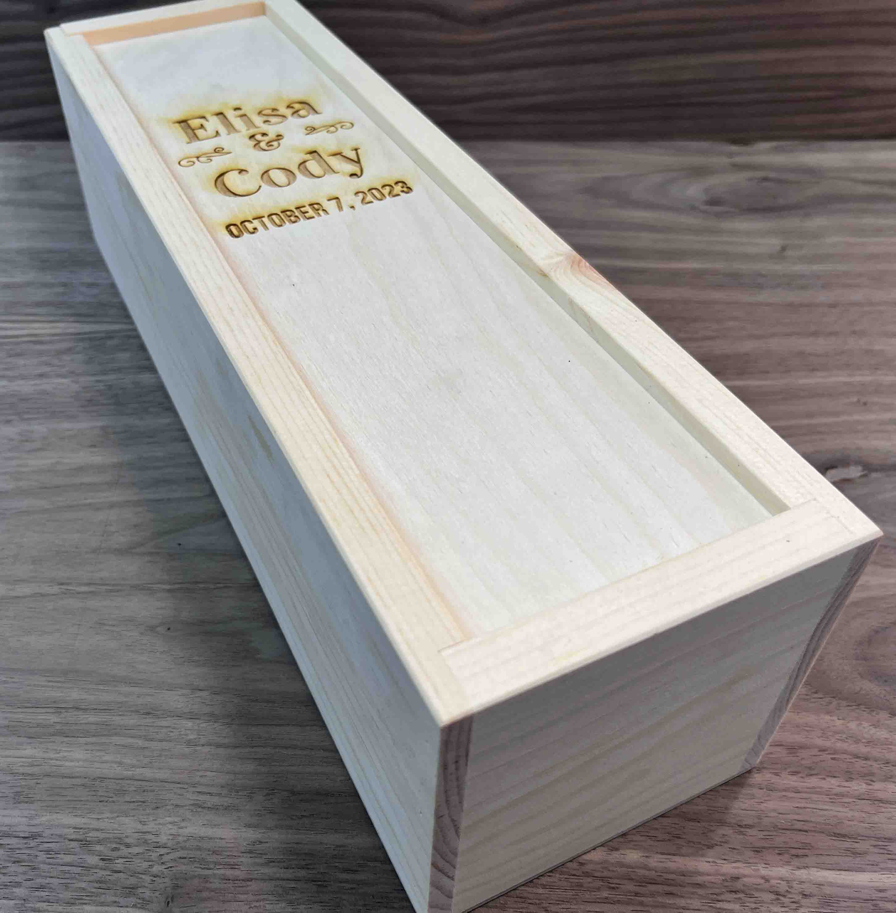Custom Engraved Pine Wine Boxes - Design 18