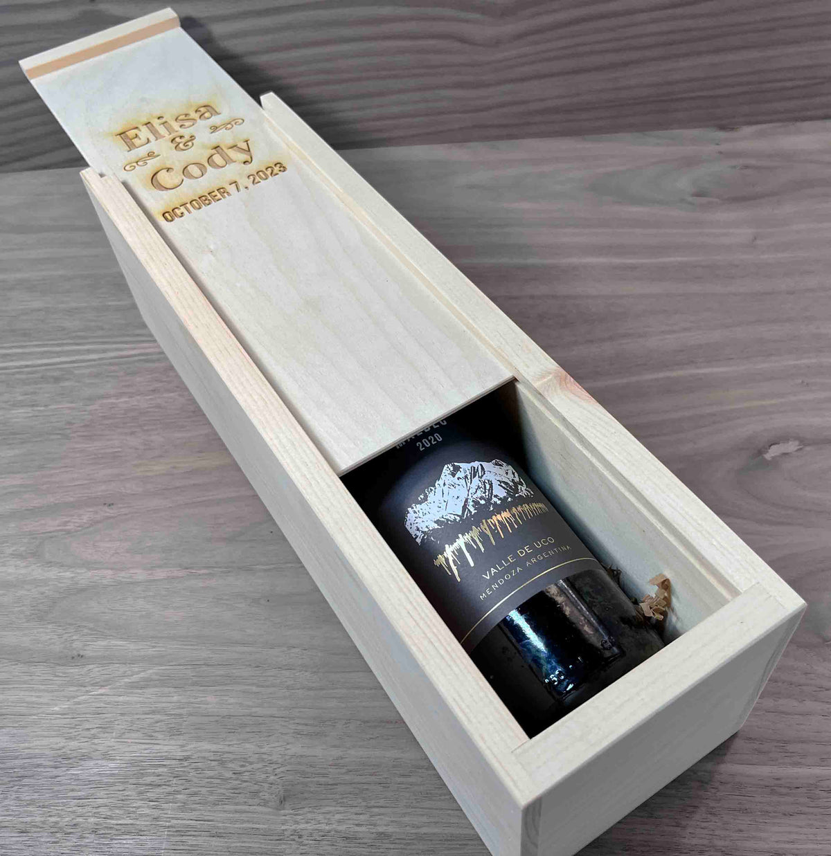 Custom Engraved Pine Wine Boxes - Design 18 Memories Made Custom