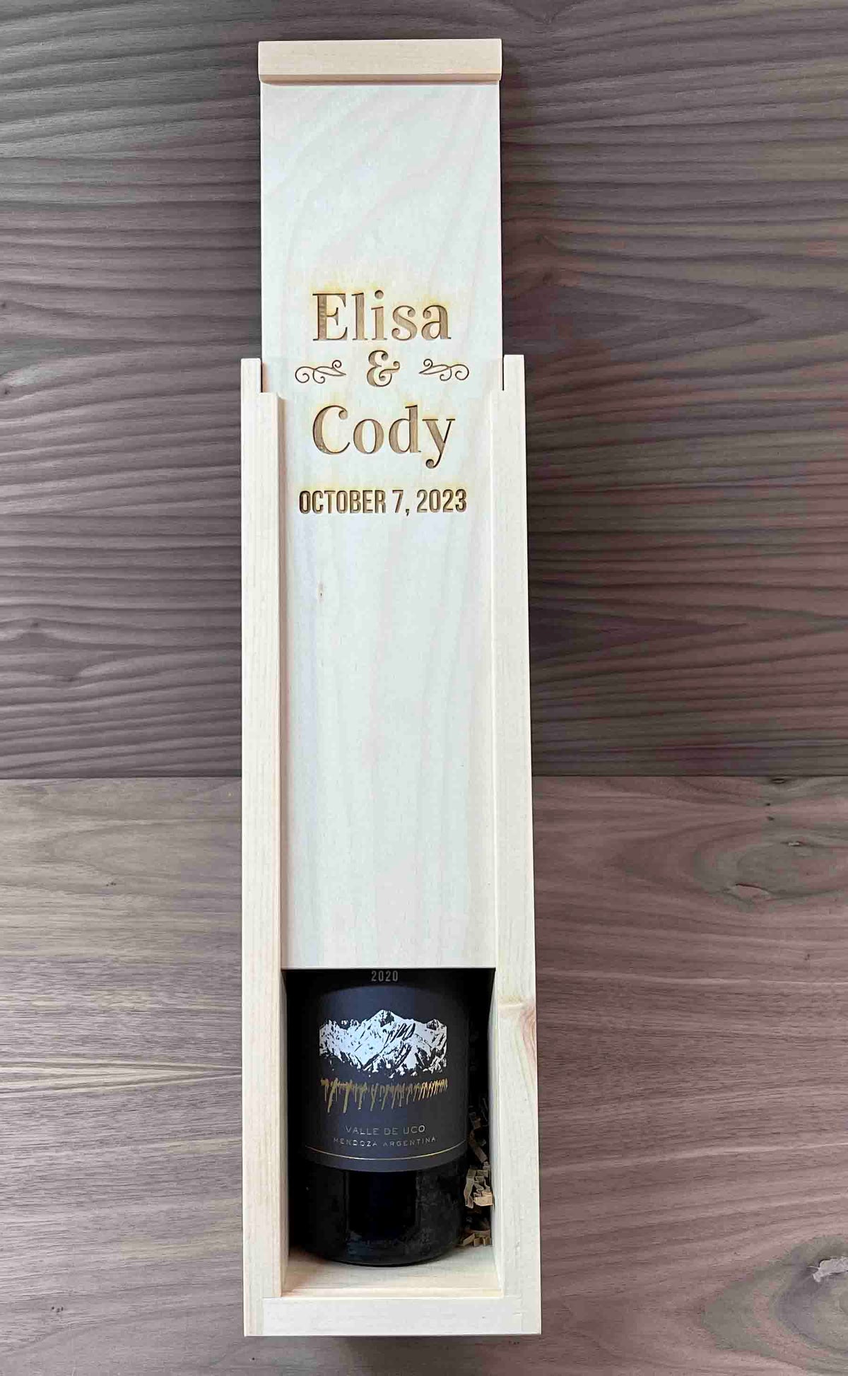 Custom Engraved Pine Wine Boxes - Design 18 Memories Made Custom
