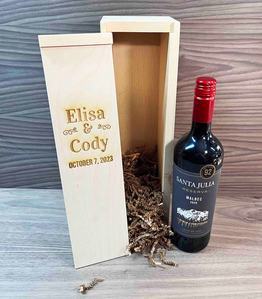 Custom Engraved Pine Wine Boxes - Design 18