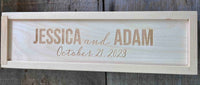 Custom Engraved Pine Wine Boxes - Design 29 Names and Date Memories Made Custom