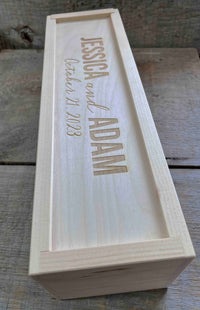 Custom Engraved Pine Wine Boxes - Design 29 Names and Date Memories Made Custom