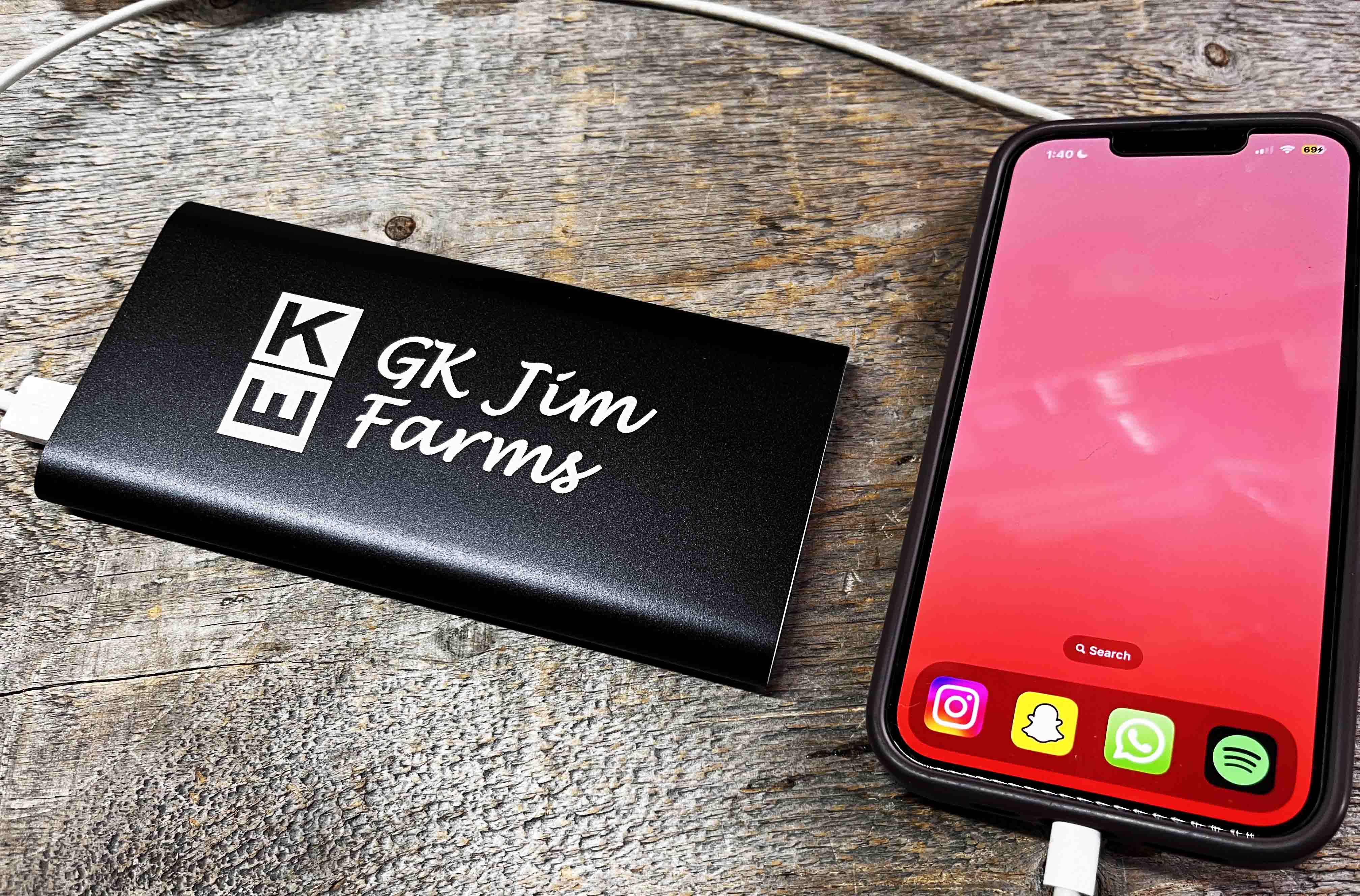 Customized Power Bank & Wireless Charger w/USB Power Cord