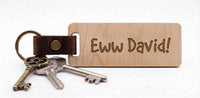 Personalized Wood & Leather Keychain | Custom Engraved Key Ring Gift