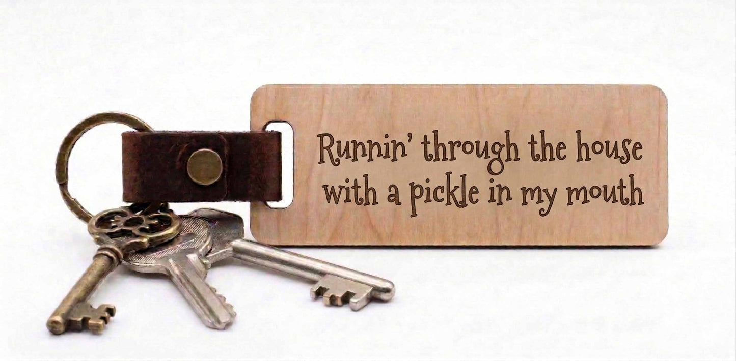 Personalized Wood & Leather Keychain | Custom Engraved Key Ring Gift
