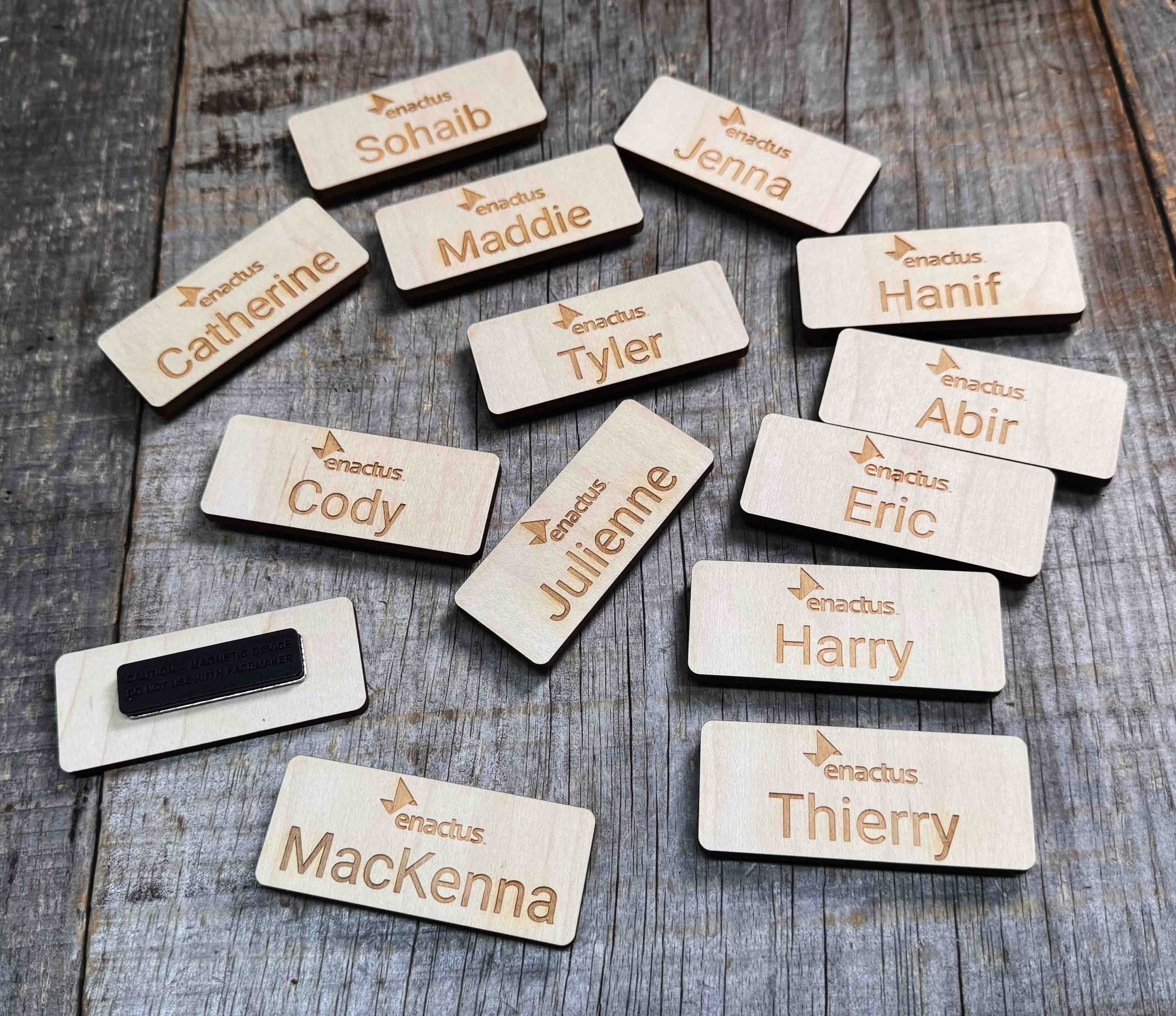 Wooden Magnetic Name Badge - Memories Made Custom