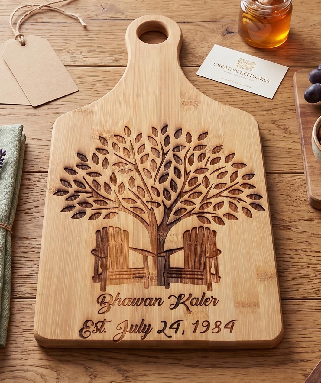 Personalized Bamboo Paddle Cutting Board