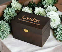 Custom Engraved Wooden Keepsake Box - Walnut Stain Memories Made Custom