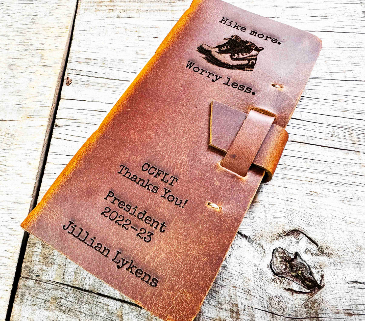 Engraved Leather Hiking Journal