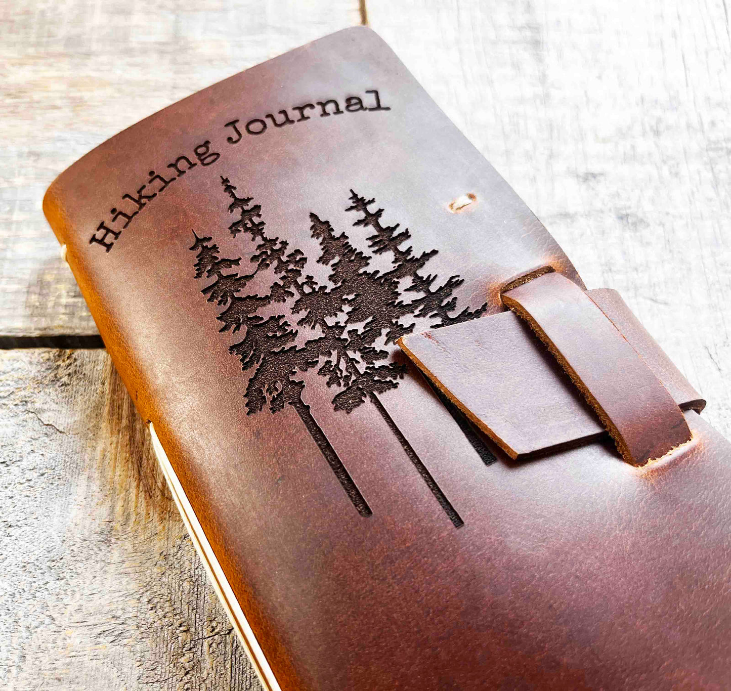 Engraved Leather Hiking Journal