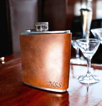 Cowboy Leather Engraved Flasks - Custom Design Memories Made Custom