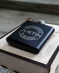 Personalized 6oz Stainless Steel Flask | Custom Engraved Groomsmen Gift | Design 40
