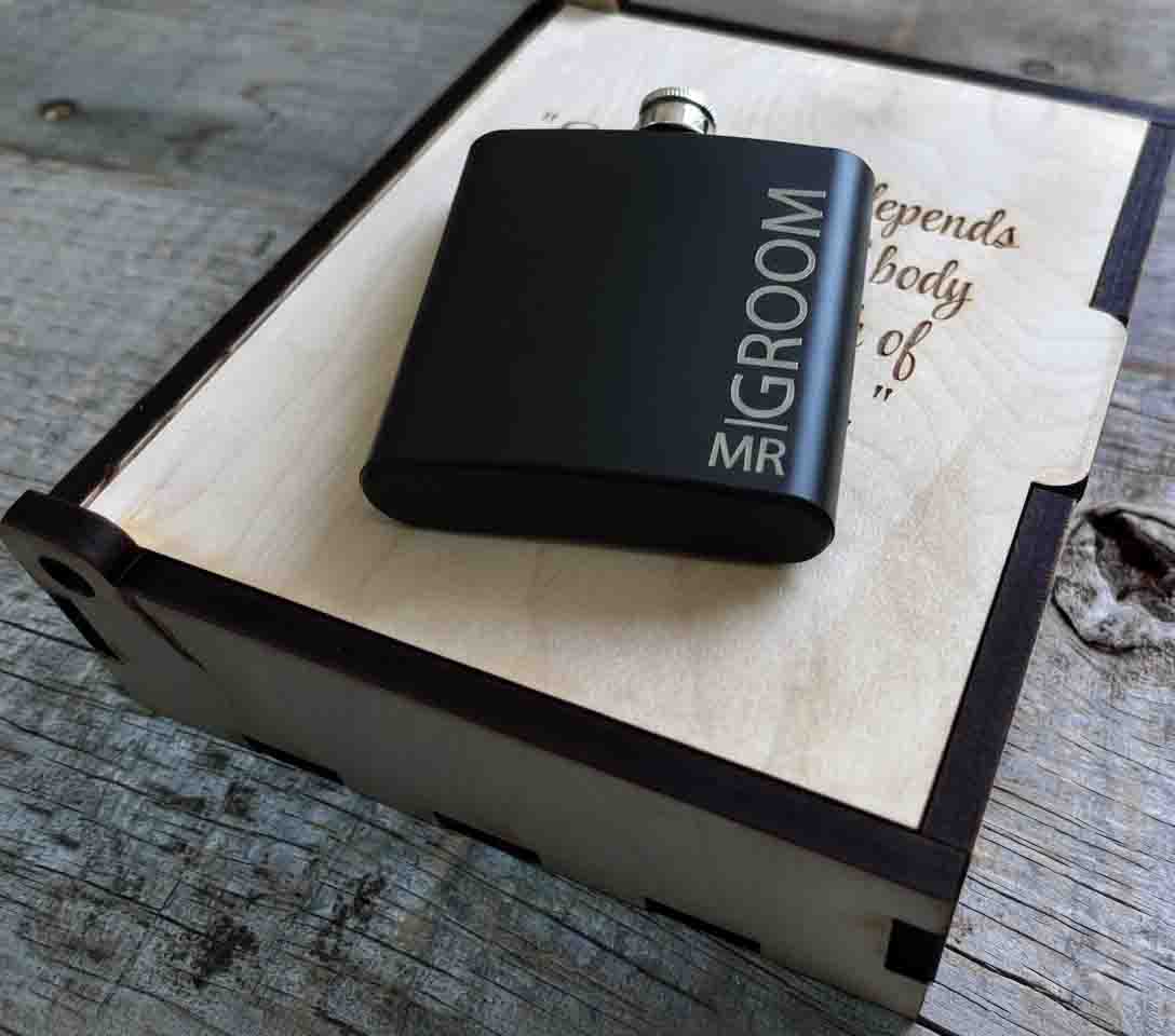 Personalized 6oz Stainless Steel Flask | Custom Engraved Groomsmen Gift | Design 29