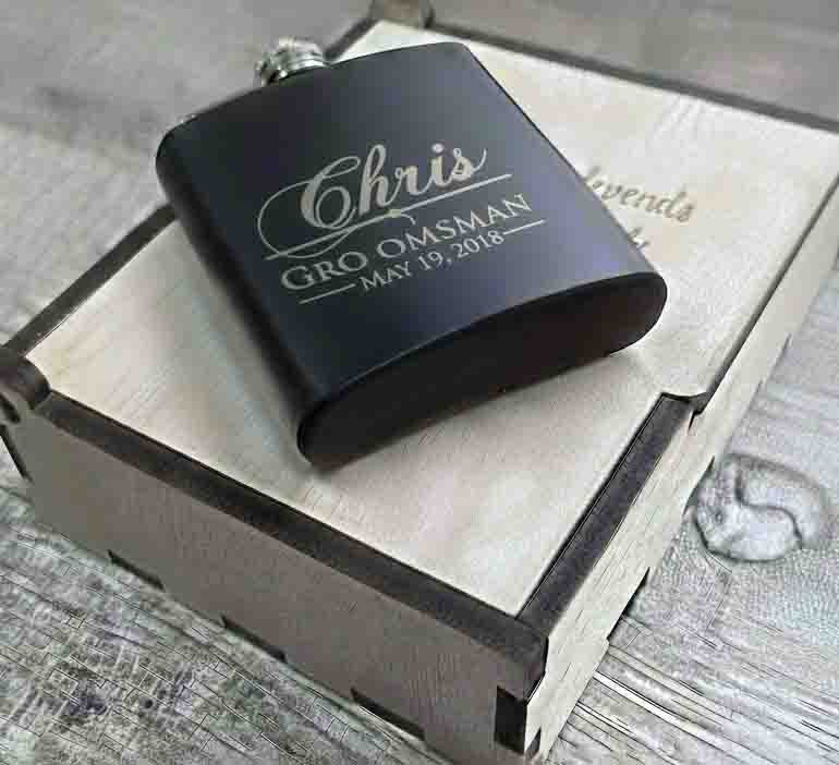 Personalized 6oz Stainless Steel Flask | Custom Engraved Groomsmen Gift | Design 26